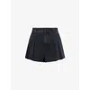 Frame Womens Axiom The Structural Pleated Denim Shorts In Black