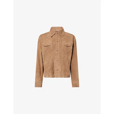 Frame Womens  The Suede Utility Leather Jacket In Chai