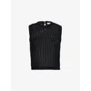 Frame Womens The Tulip Open-knit Cotton Tank Top Black In Noir