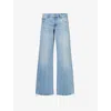 Frame The Pixie Gray Low Rise Jeans In Dodger Offset Hem In Blue