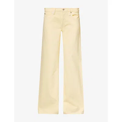 Frame Womens  X Amelia The Gray Wide Flared-leg Denim Jeans Limoncello