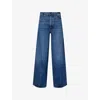 Frame Womens Galactic The Collegiate High-rise Relaxed Wide-leg Denim Jeans In Blue