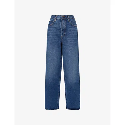 Frame Womens Gear  X Amelia Gray The Detour Wide-leg Denim Jeans In Blue