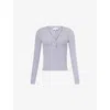 Frame Womens Grey Blue The Henley Ribbed Modal-jersey Top Xs In Multi