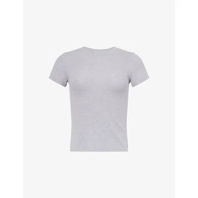 Frame Womens Heather Grey The Rib Baby Tee Modal-jersey Top In Gray