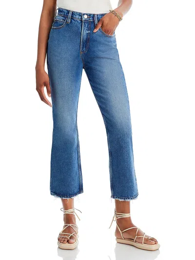 Frame Womens High Rise Cropped Bootcut Jeans In Blue
