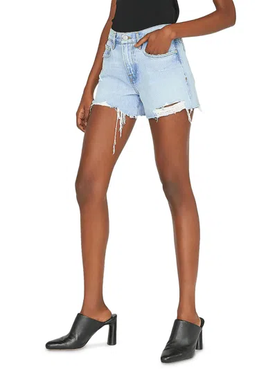 Frame Womens High Rise Distressed Denim Shorts In Multi