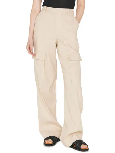 Frame Womens High Rise Flare Legs Cargo Pants In Beige