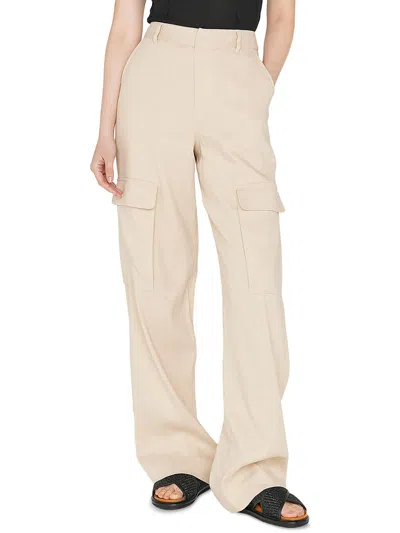 Frame Relaxed Straight Trousers In Beige