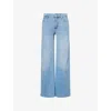 FRAME WOMENS HONEYMOON LE SLIM PALAZZO FIVE-POCKETS WIDE-LEG HIGH-RISE STRETCH-DENIM BLEND JEANS