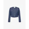 Frame Womens Indigo Boxy-fit Round-neck Cotton-tweed Jacket Xl In Blue