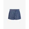 Frame Womens Indigo Tweed Regular-fit Mid-rise Cotton Shorts In Purple