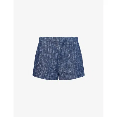 Frame Womens Indigo Tweed Regular-fit Mid-rise Cotton Shorts In Purple