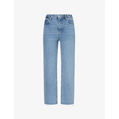 Frame Womens Indio Vintage Fray The Ruler Crop Straight-leg High-rise Denim Jeans