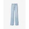 Frame Womens Johanna The Cuffed Wide-leg Denim Jeans In Blue