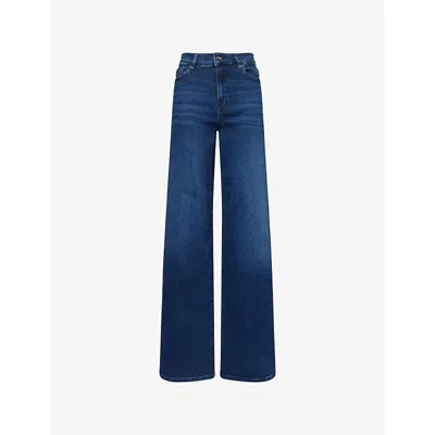 Frame Womens Le Slim Palazzo Cotton-blend Jeans Keepsake In Blue
