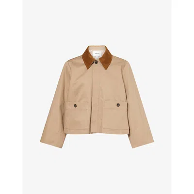 Frame Womens Khaki The Small Trench Cotton Jacket In Brown