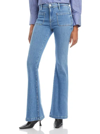 Frame Womens Knit Denim Flared Jeans In Multi