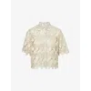 Frame Womens Soft Mint Lace Short-sleeve Woven Shirt Xs