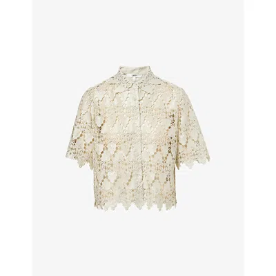 Frame Womens Soft Mint Lace Short-sleeve Woven Shirt Xs
