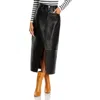 Frame Panelled Leather Midi Skirt In Black