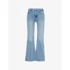 Frame Womens Lark Raw After Icon Flared-leg Cotton-blend Denim Jeans