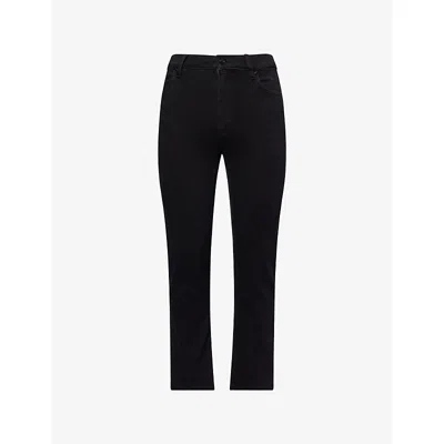Frame Womens Black Le Sleek Straight-leg High-rise Stretch-denim Blend Jeans