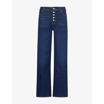 Frame Womens Le Slim Palazzo Button Cotton-blend Jeans Fairway