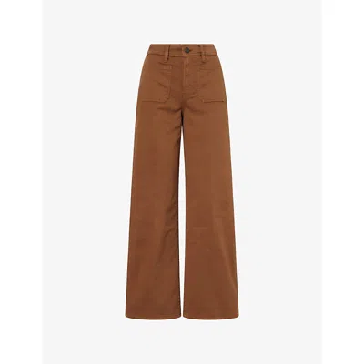 Frame Womens  Slim Palazzo Harbor Pocket Cotton Jeans In Brown