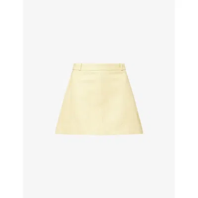 Frame Womens Lemon The Leather Mini Skirt In Yellow