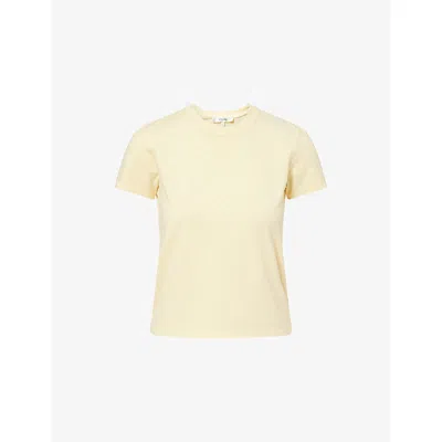 Frame Womens The Vintage Baby Cotton-blend T-shirt Lemon In Yellow