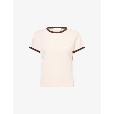 Frame Womens Light Pastel Pink The Ringer Baby Tee Cotton-jersey T-shirt