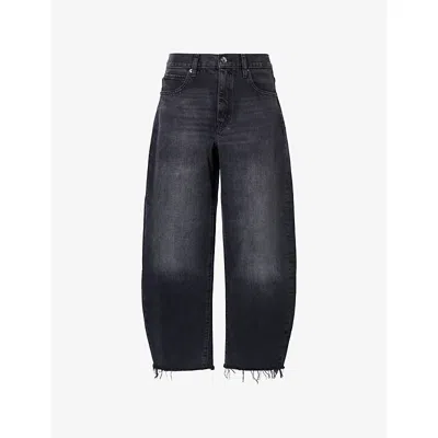 Frame Womens Bubble Barrel-leg Cropped Denim Jeans Limitless Raw Fray