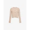 Frame Womens Mauve The Plush Round-neck Knitted Cardigan In Neutral