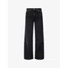 Frame Womens Meteor Le Slim Palazzo Stretch-denim Jeans In Black