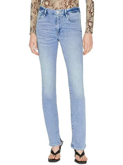 Frame Womens Mid-rise Side Slit Bootcut Jeans In Blue