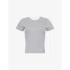 Frame Womens Navy Multi Baby Striped Cotton T-shirt In Gray