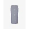Frame Womens Navy Multi Check-print Button-front Cotton Midi Skirt In Gray