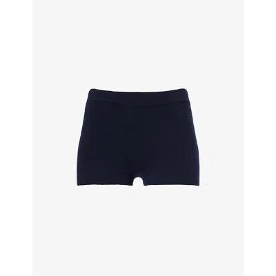 Frame Womens  Rugby Wool-blend Knit Shorts In Navy Multi