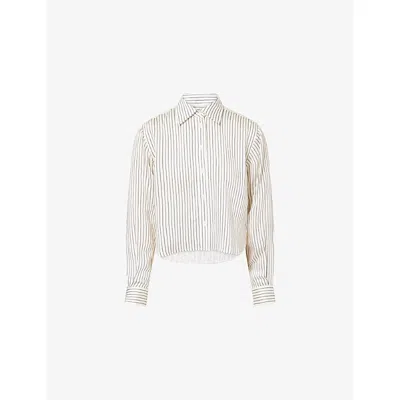 Frame Womens Navy Multi The Charles Striped Woven Shirt In White