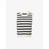Frame Womens Navy Multi The Harbor Striped Cotton-blend Vest Xs
