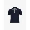 Frame Womens The Sport Short-sleeves Cotton-knit Polo Shirt Navy Multi