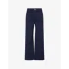 Frame Womens The Anchor Cropped Stretch-denim Jeans Navy Raw Fray