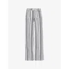 Frame Le Slim Palazzo Patch Pocket High Waist Wide Leg Jeans In Navy Stripe