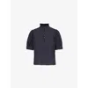 Frame Cotton The Ruffle Blouse In Navy