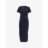 Frame Womens Navy Twisted Relaxed-fit Cotton-jersey Maxi Dress In Blue