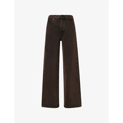 Frame Womens Night Moth The Collegiate Wide-leg Denim Jeans In Brown