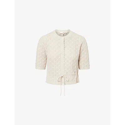 Frame Womens Oatmeal Heather The Clover Cashmere And Wool Cardigan In Neutral