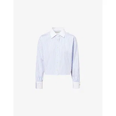 Frame Womens Oxford Blue Multi The Charles Stripe Cotton Shirt