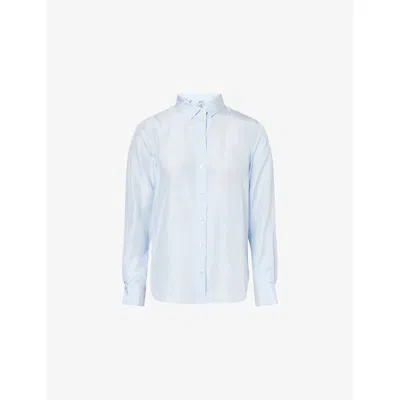 Frame Womens Oxford Blue Multi The Striped Classic Silk Shirt